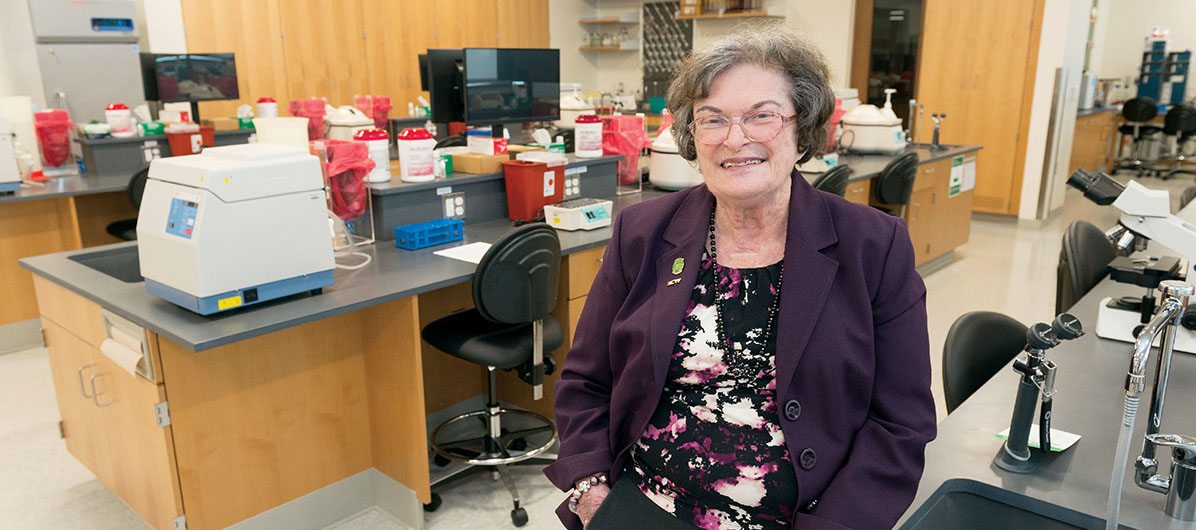 Becky Perdue, in a College of Health Professions laboratory