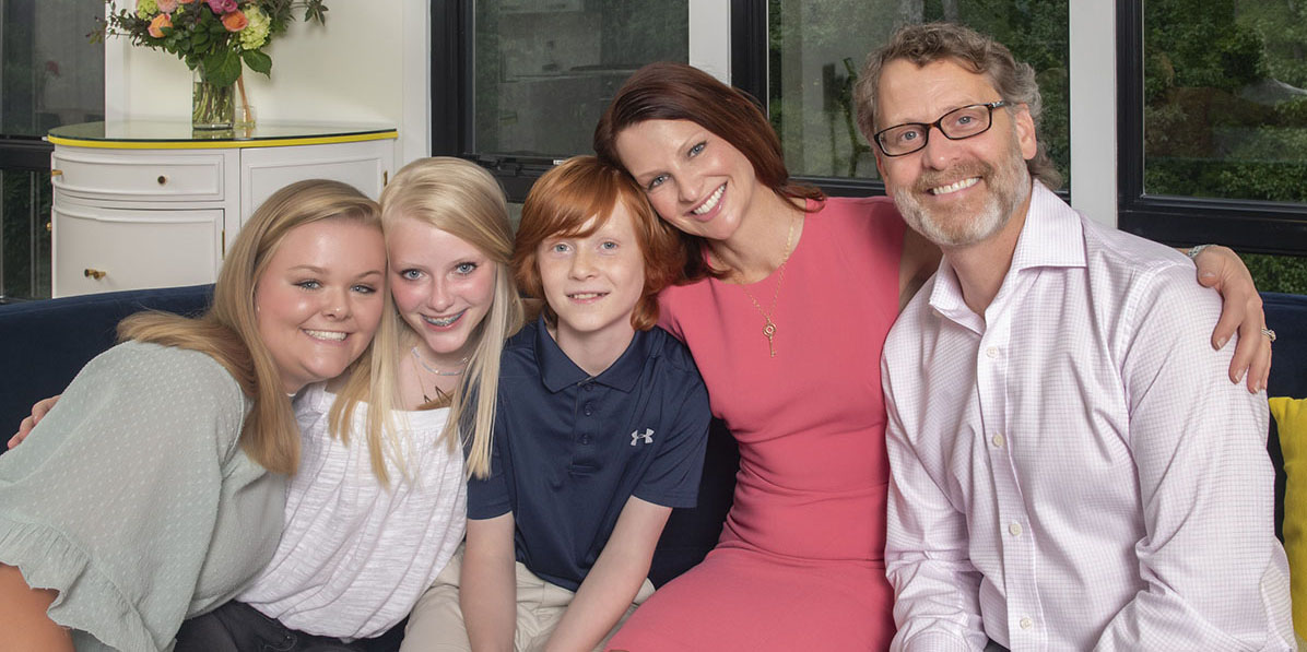 The Lanning family, from left: Dresden, Meredith, Eric, Emily and David